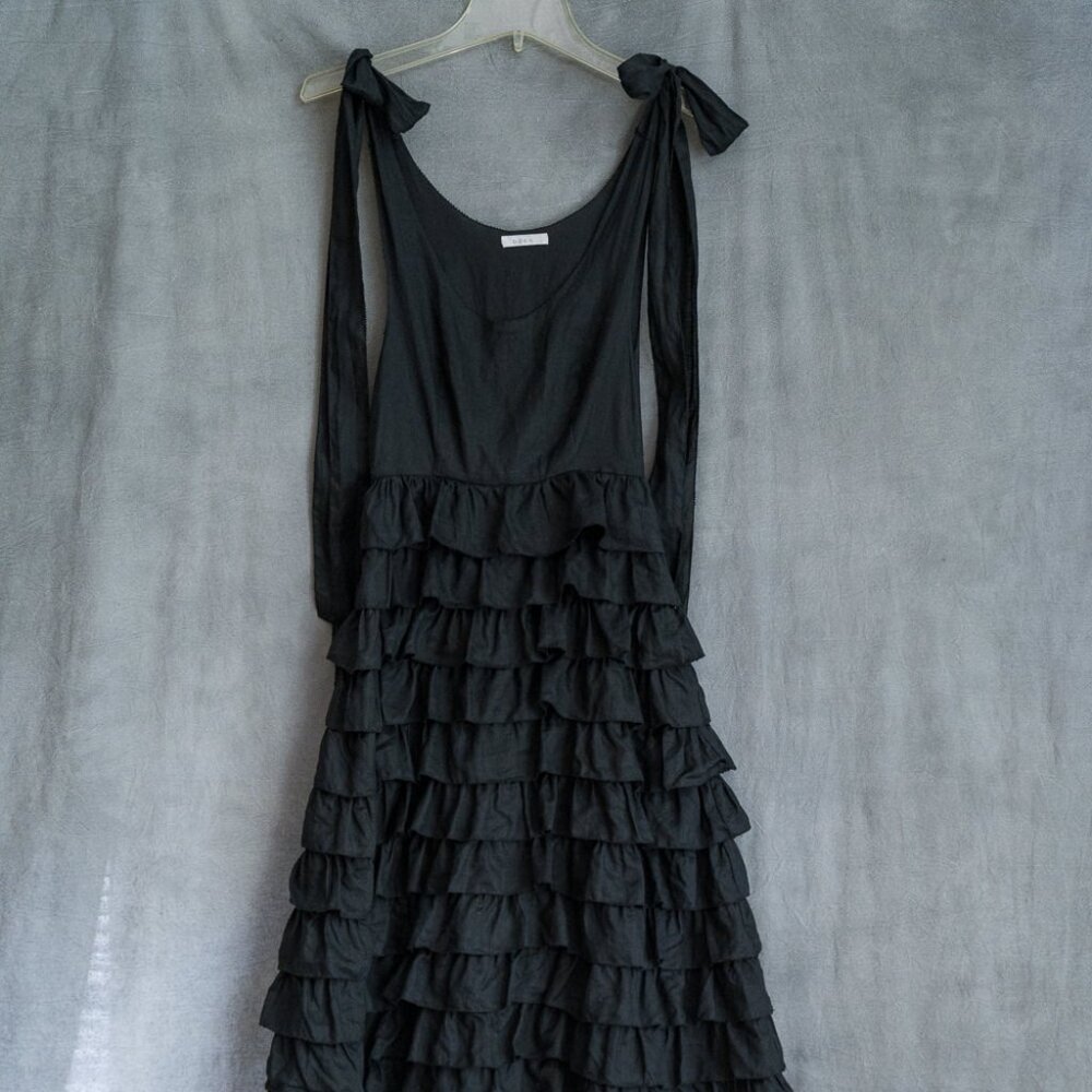 DOEN Pandora Maxi Tiered Black Dress Sz XS